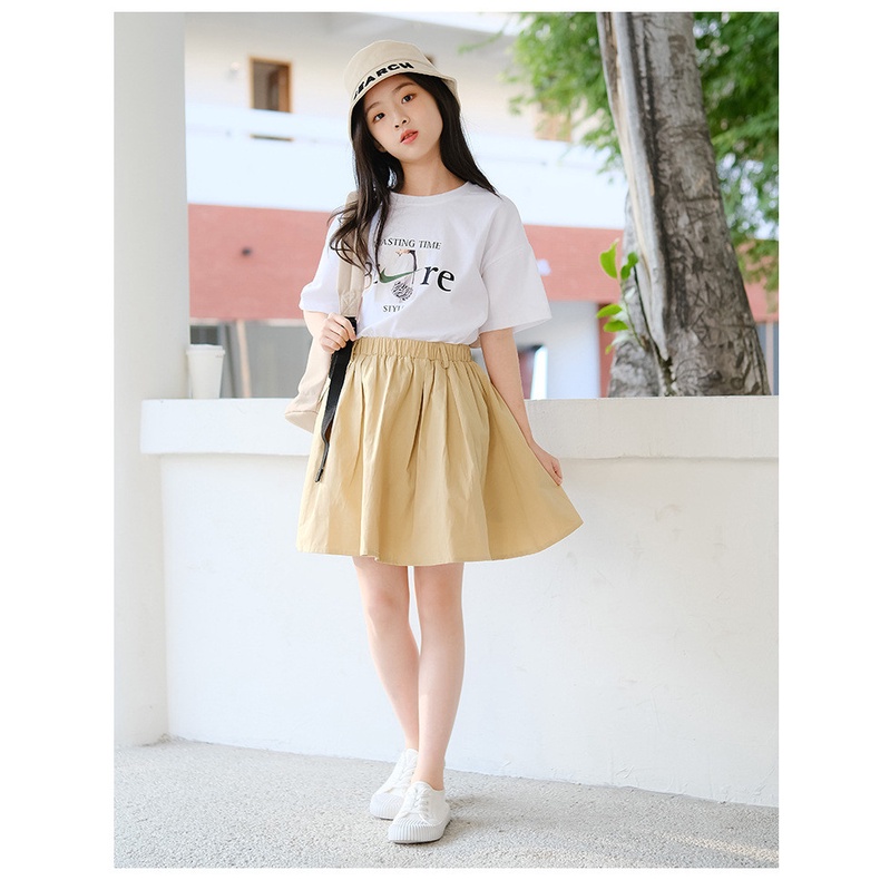 Set váy và áo cho bé gái mùa hè mẫu WASTING TIME. Hàng may kỹ, thiết kế tinh tế. MA66