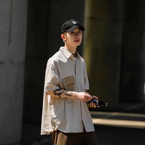 Áo Sơ Mi Kaki Ngắn Tay Phối Túi Màu Sắc Tương Phản Có Túi M-2XL Dễ Phối Đồ Thời Trang Mùa Hè Cho Nam