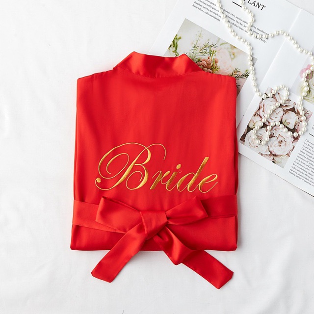 [có sẵn] áo choàng ngủ - có thêu chữ BRIDE dành cho cô dâu (hàng cao cấp, thêu sắc nét) | BigBuy360 - bigbuy360.vn