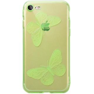 Ốp lưng iPhone 7Plus - 8Plus chính hãng SHENGO màu thuần xanh lá họa tiết bướm dành cho chị em phụ nữ