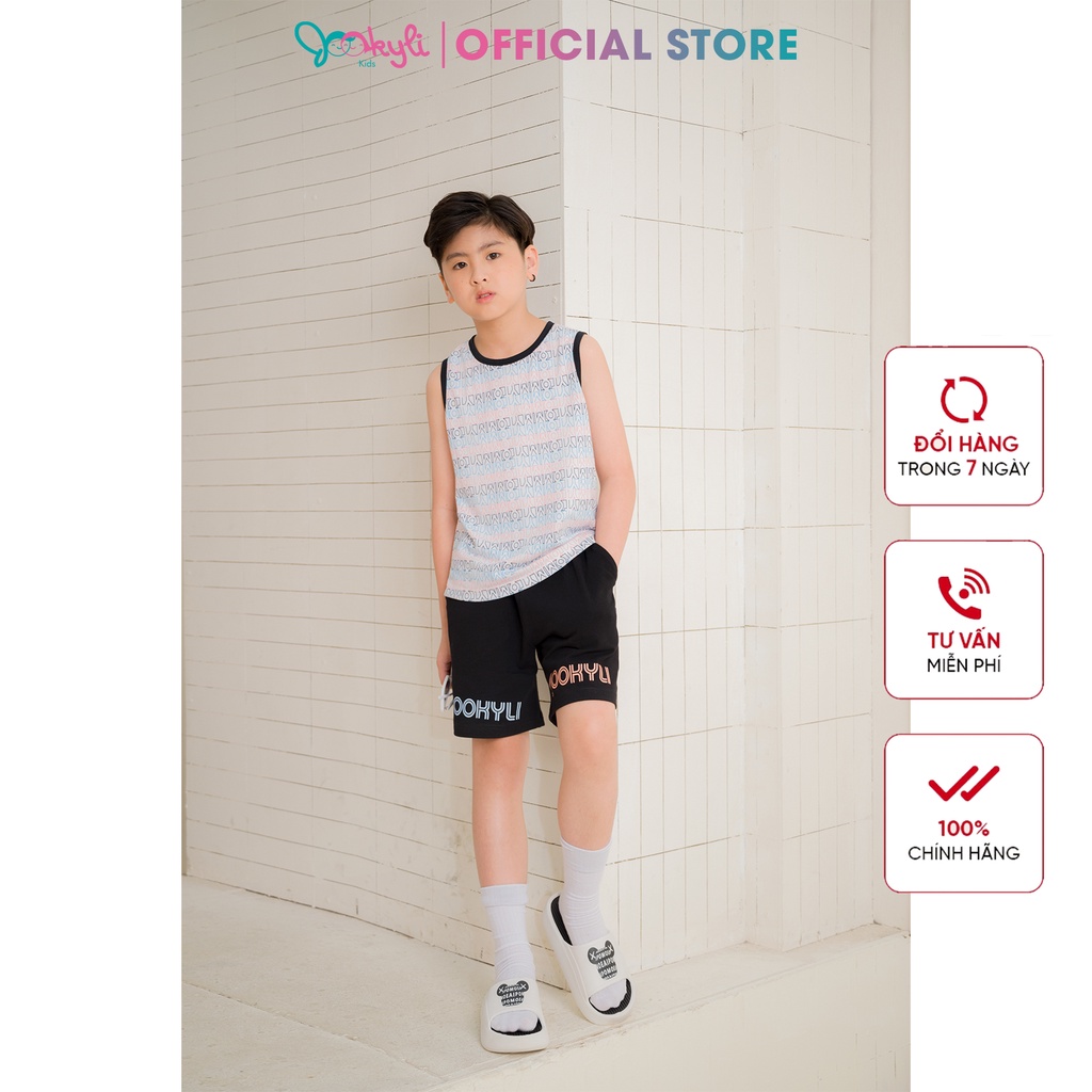 Đồ bộ bé trai thiết kế Jookyli áo ba lỗ, quần đùi chất cotton cao cấp Summer 95B0553