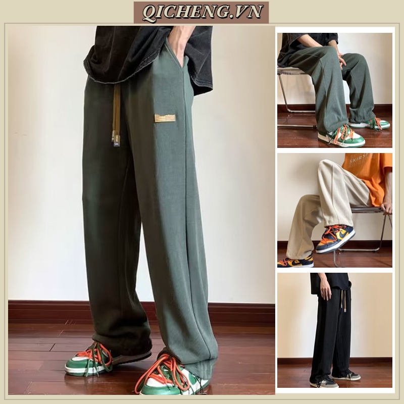 Quần Dài Dáng Rộng Màu Trơn quần ống suông Đơn Giản Phong Cách Hàn Quốc quần tây nam Cổ Điển Thời Trang quần dài Nam Nữ