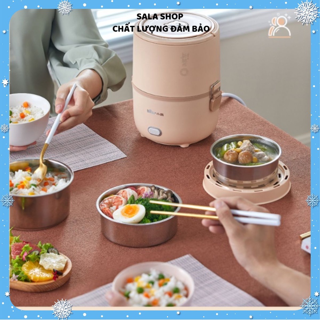 Hộp cơm cắm điện Bear DFH-B15N1, 1.6 lít, nấu chín, hâm nóng, giữ nhiệt cho thức ăn, dùng inox 304, dùng cho văn phòng
