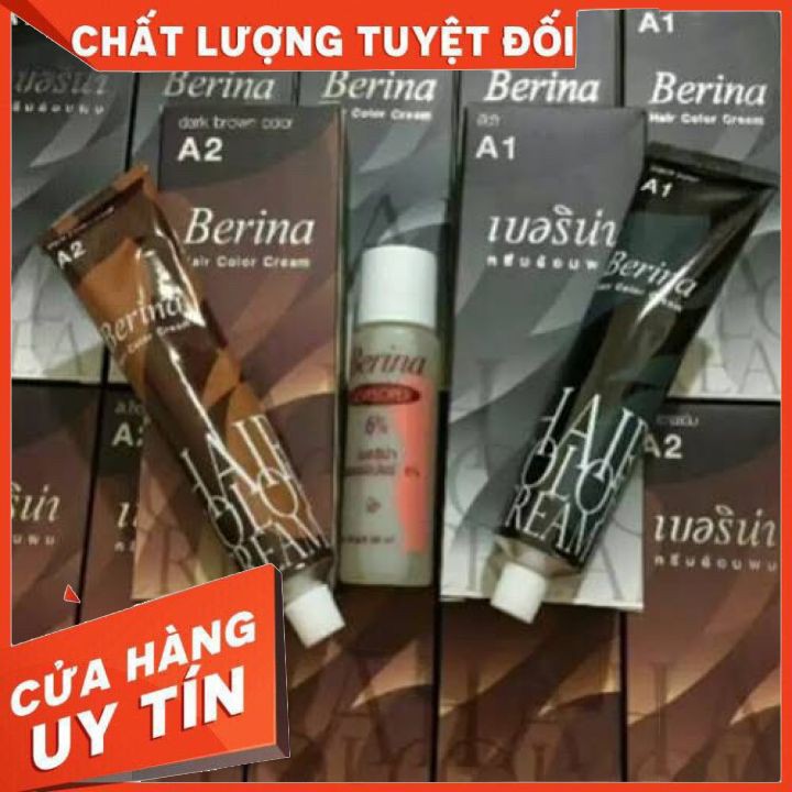 [chính hãng] kem nhuộm tóc phủ bac BERINA chính hãng công ty nhập khẩu Thái Lan   nhuộm tóc mềm mại không khô tóc