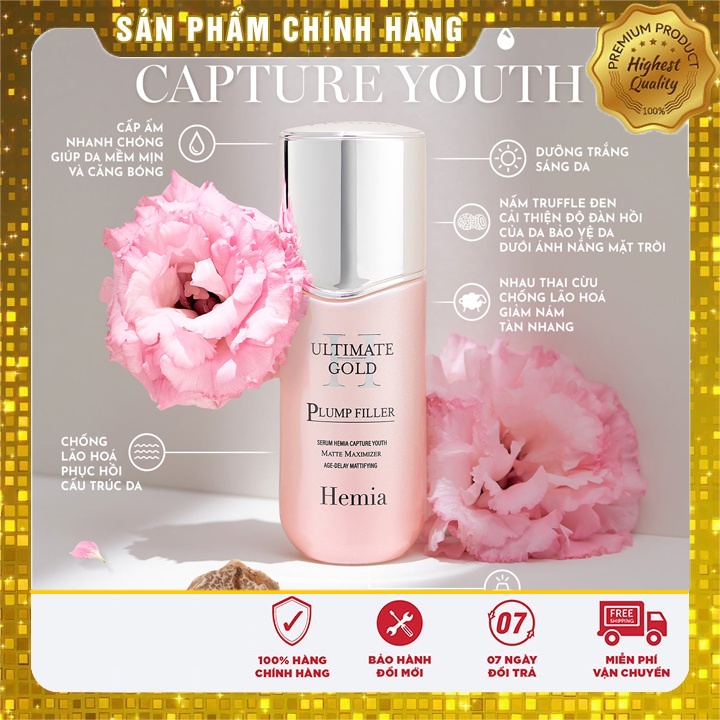 Serum luxury Hemia Hàn Quốc, dưỡng trắng căng bóng, phục hồi tái tạo da, cấp ẩm chuyên sâu, chống lão hóa