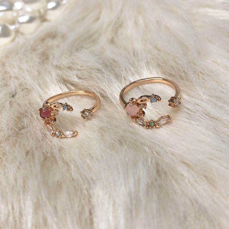 Nhẫn Hở Hai Lớp Đính Đá Zircon Hình Trái Tim Dễ Thương Có Thể Điều Chỉnh