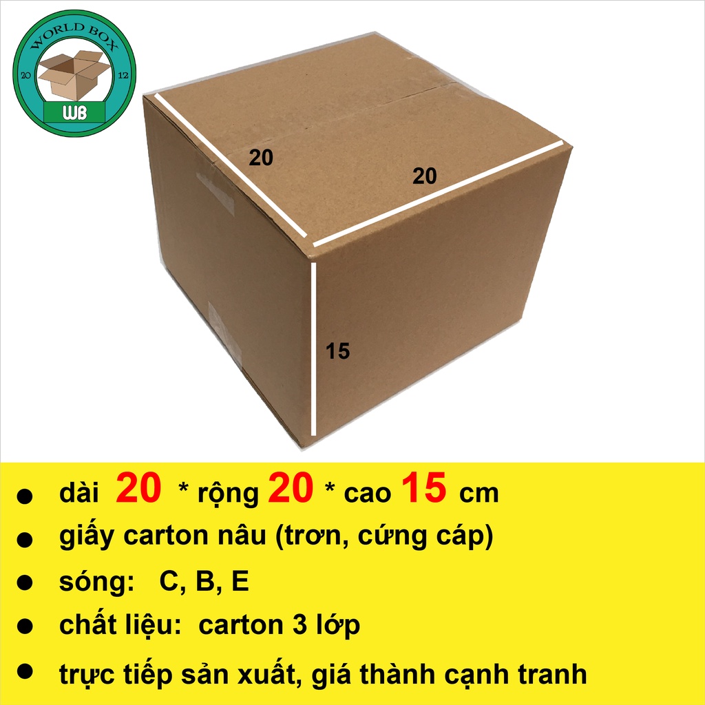 thùng giấy gói hàng 20x20x15 bộ 100 không in