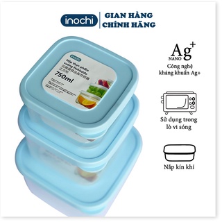[Bộ 3] Hộp Nhựa -Đựng Thực Phẩm Thức Ăn Hokkaido vuông INOCHI Nhựa Cao Cấp Trong Suốt BOTPVN