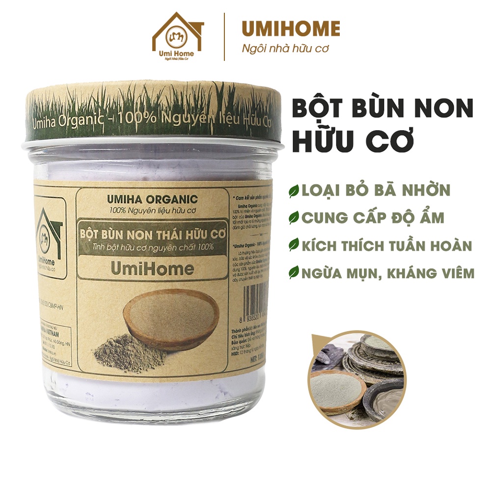 Bột đắp mặt Bùn Non Thái nguyên chất UMIHOME 135g tẩy tế bào chết, ngừa mụn, trắng da