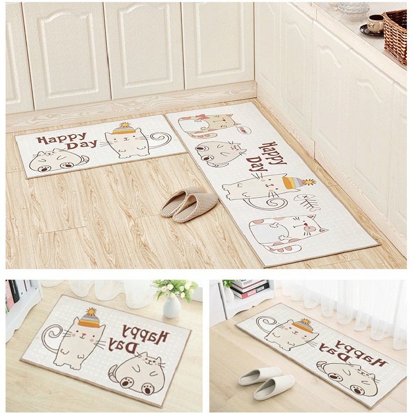 【Giao Hàng Nhanh】Combo (40*60 + 40*120 cm) Bộ thảm bếp 3D thảm trải sàn cao cấp chống trượt decal