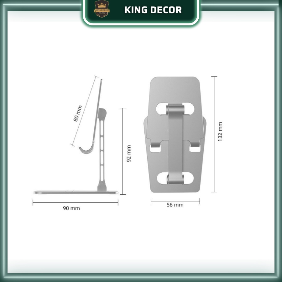 Giá đỡ điện thoại, giá đỡ máy tính bảng bằng hộp kim nhôm cao cấp King Of Decor