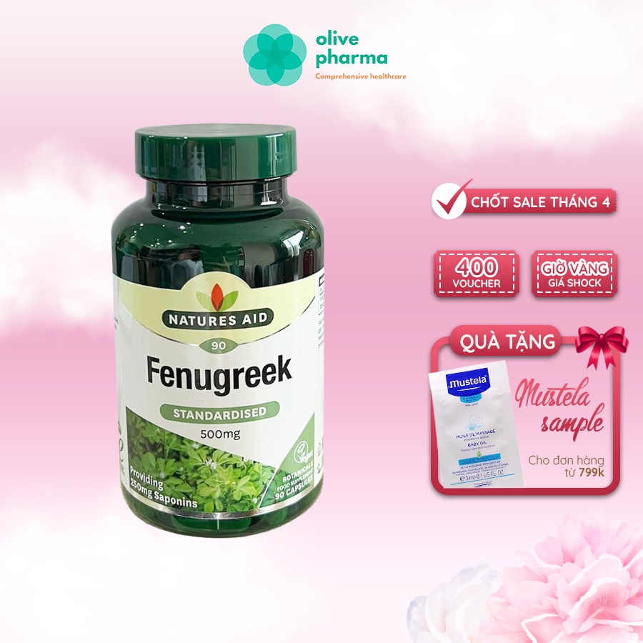 Viên uống lợi sữa chiết xuất từ cỏ cà ri Natures Aid FENUGREEK cho Mẹ Bầu Bỉm Sữa lọ 500mg