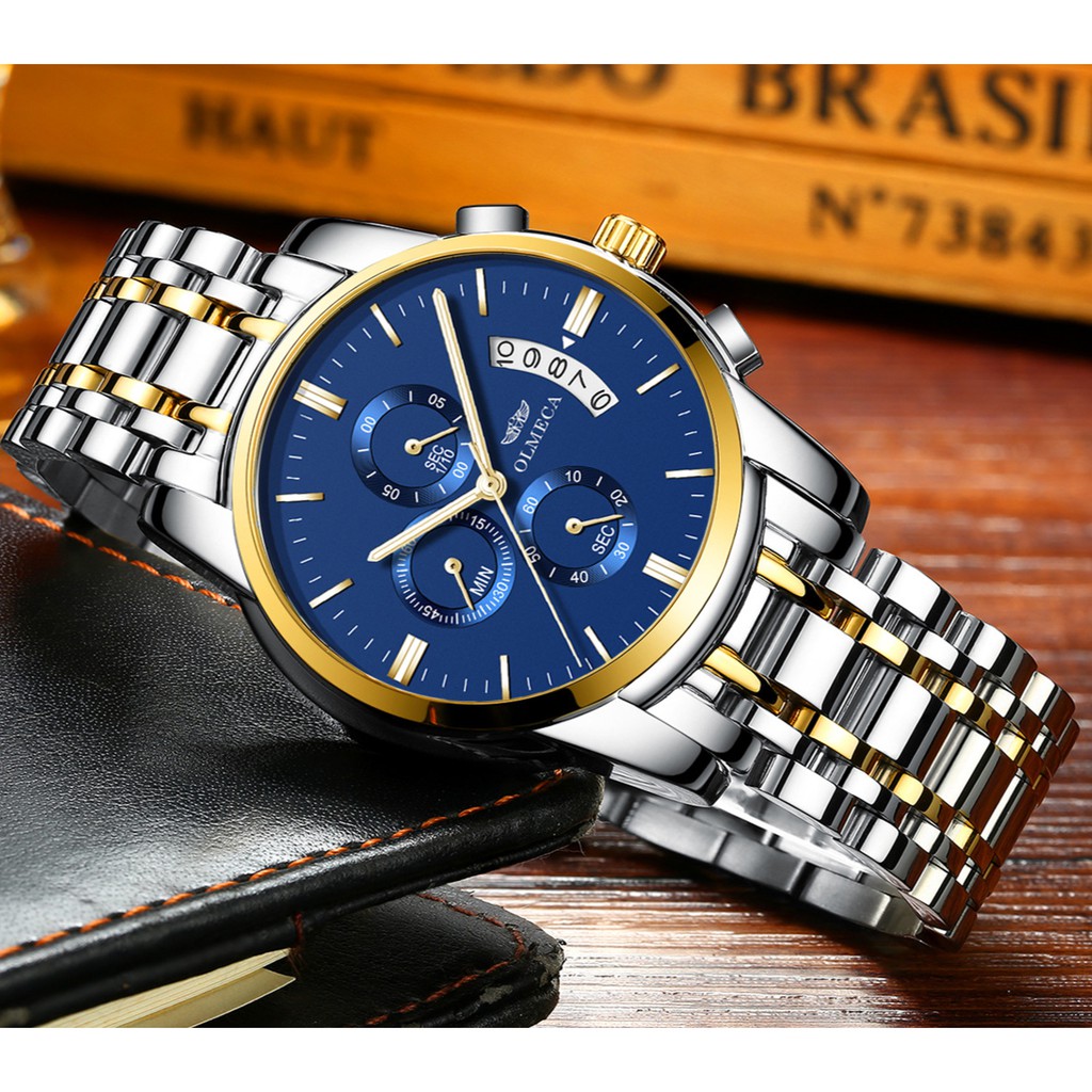 (CHUẨN MEN) Đồng Hồ Nam Chạy 6 Kim OLMECA Máy Nhật_Kính Tráng Sapphire Dây Thép Đúc Đặc _Full Box | BigBuy360 - bigbuy360.vn