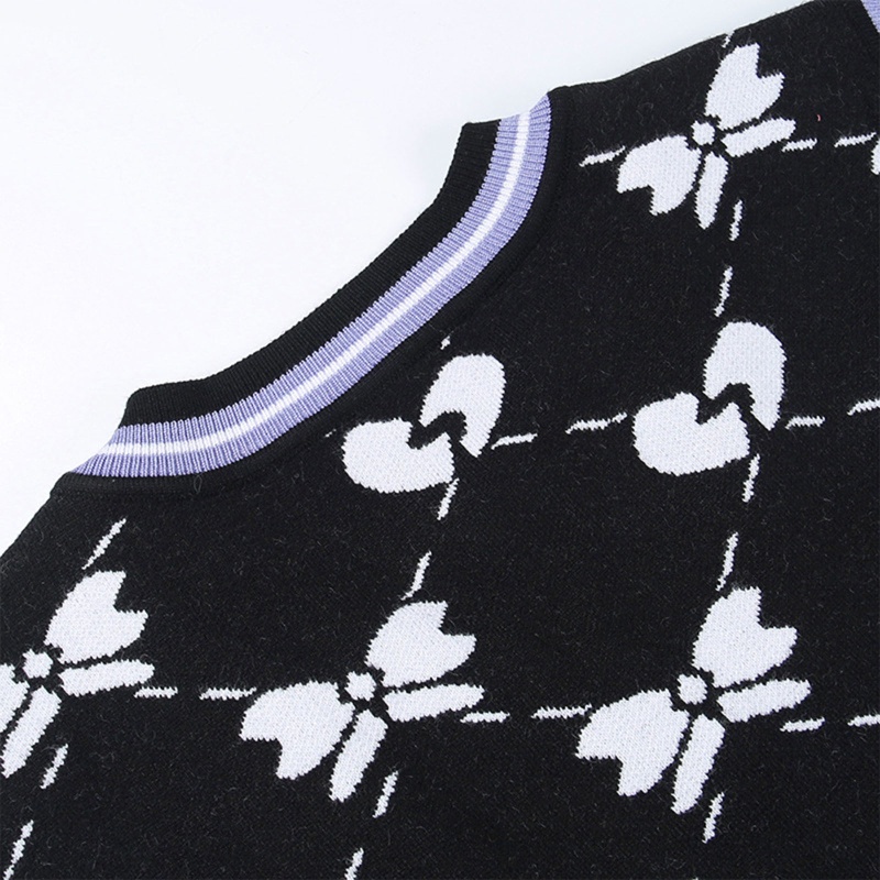 Áo Len Không Tay Cổ Chữ V In Họa Tiết Động Vật Dễ Thương Dành Cho Nữ