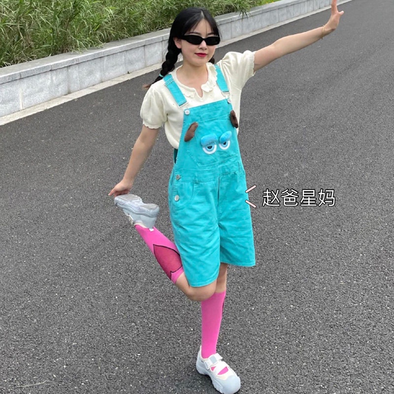 Quencen y&gt;m 21 Quần Yếm Ngắn Màu Trơn Phong Cách Học Sinh Thời Trang Mùa Hè Cho Nữ