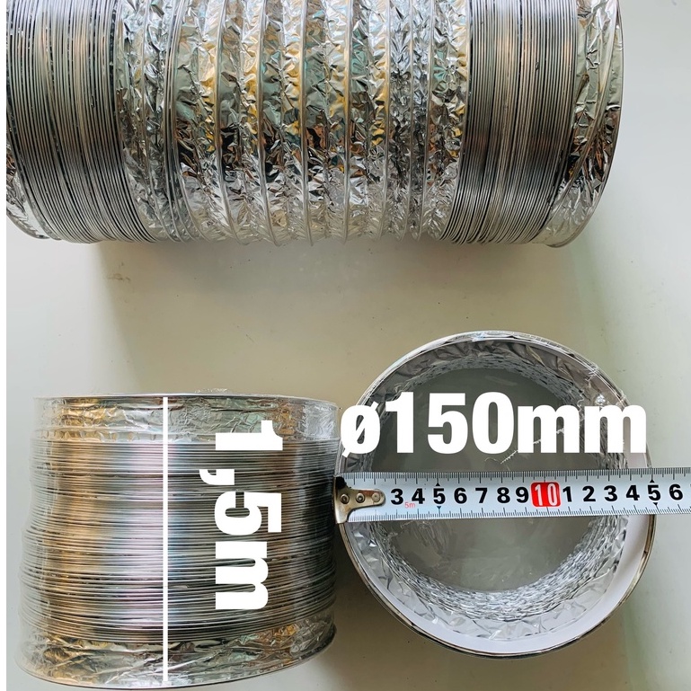 Ống dẫn gió mềm , ống nhôm nhún, ống bạc hút mùi , ống sun bạc Ø100, Ø125, Ø150, Ø200, Ø250 mm loại dày