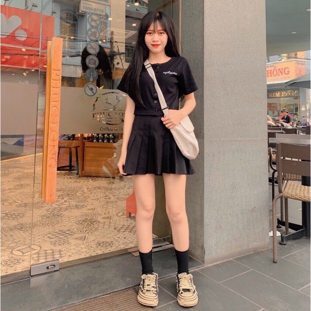 [HÀNG HOT] Áo Croptop Cúc Mysterious Cộc Tay