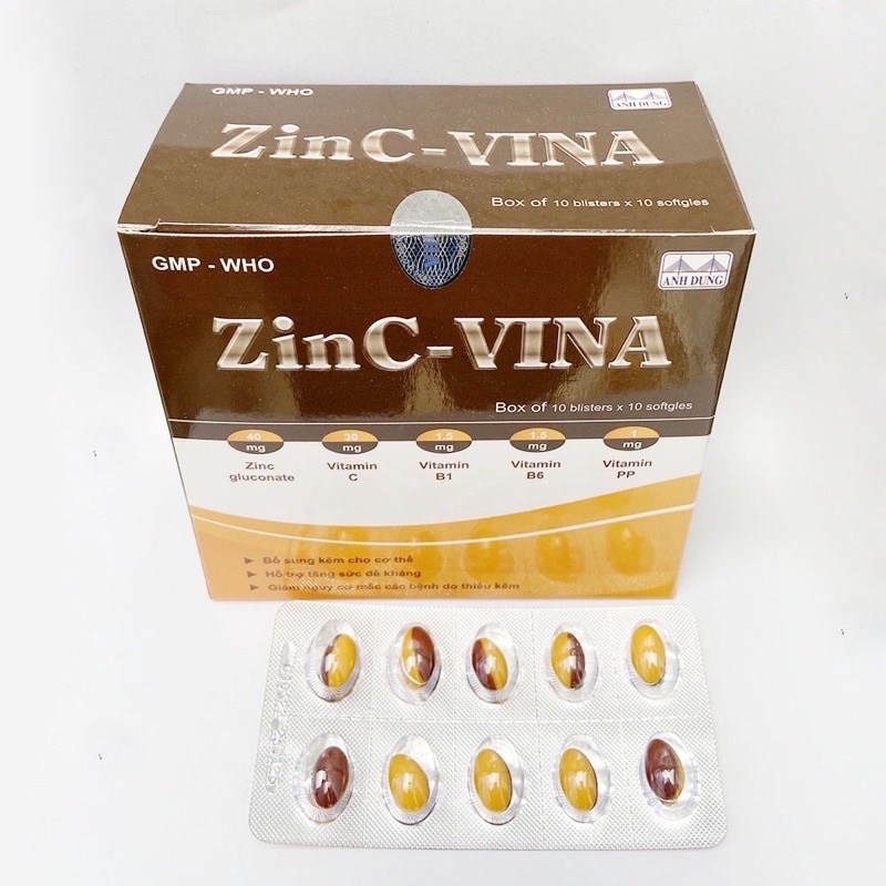 Viên uống tăng sức đề kháng ZinC - Vina - giúp bổ sung kẽm cho cơ thể, giảm nguy cơ các bệnh do thiếu kẽm
