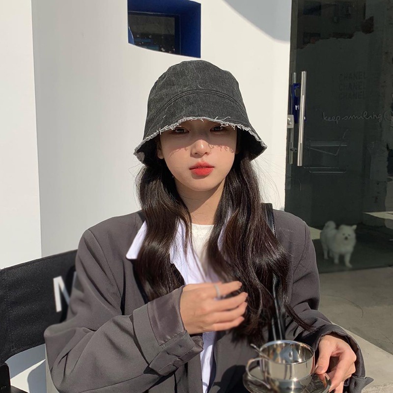 Mũ Denim Chống Nắng Che Mặt Dễ Phối Đồ Phong Cách Hàn Quốc