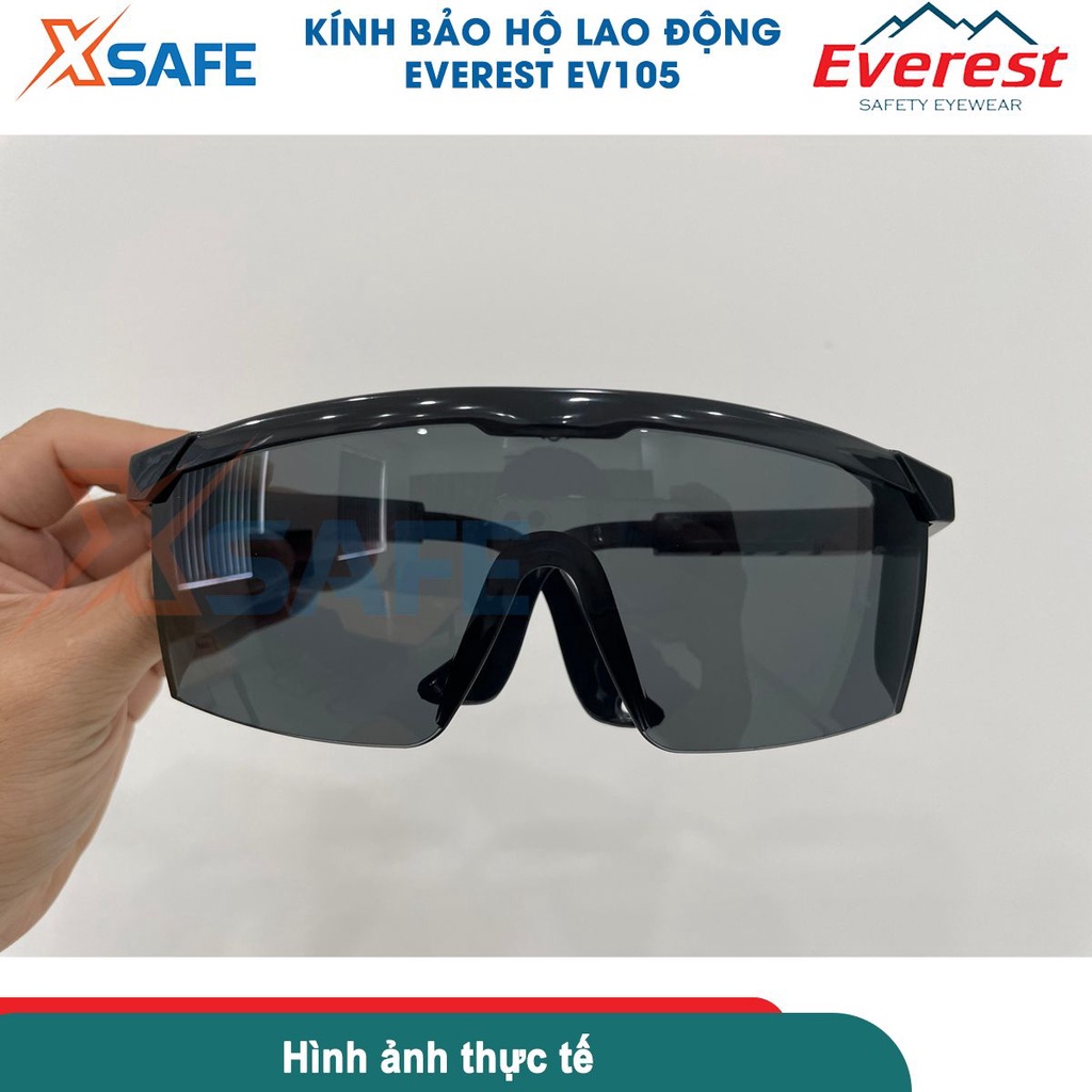 Kính bảo hộ Everest EV105 (2 màu trắng/đen) Kính chống bụi, chống tia UV, chống trầy xước, đọng sương, bảo vệ mắt