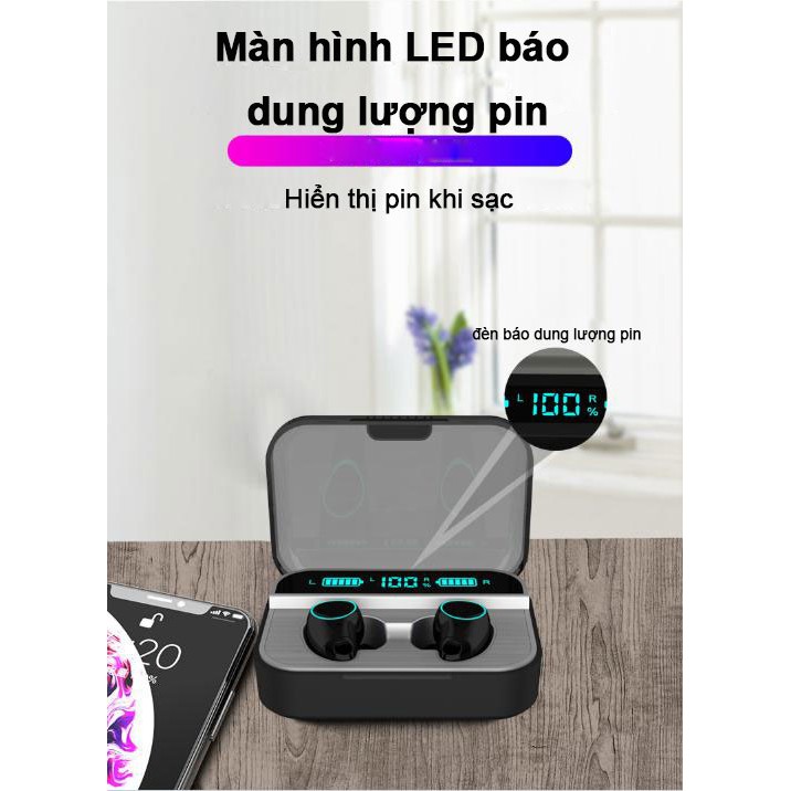 Tai nghe bluetooth 5.0 i36 TWS Cảm biến vân tay - Màn hình LED - Chống Ồn CV8.0 - Hỗ trợ đàm thoại,Nghe Nhạc, Chơi Game