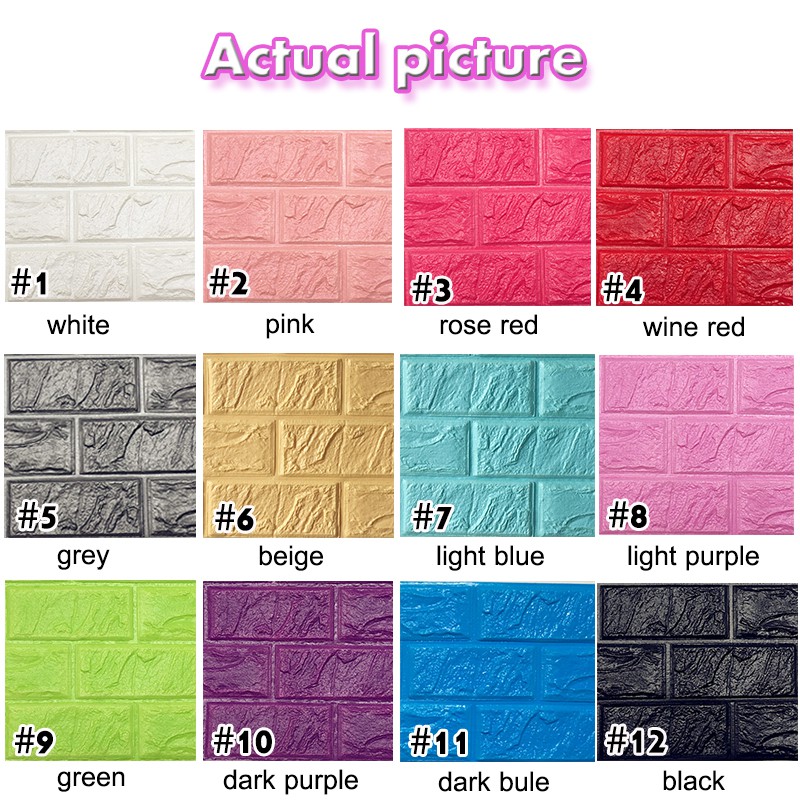 Đề can dán tường 60 X 30 X 0.8 cm bằng xốp kiểu viên gạch nổi 3D