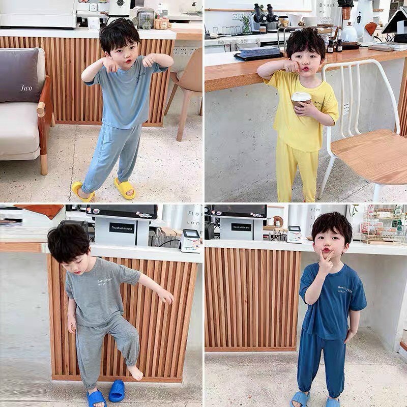 Đồ Bộ Bé Gái, Bé Trai Minky Mom Vải Thun Lạnh Trơn, Bộ (Alibaba) Quần Áo Cộc Tay Cho Bé Mặc Hè Thoáng Mát