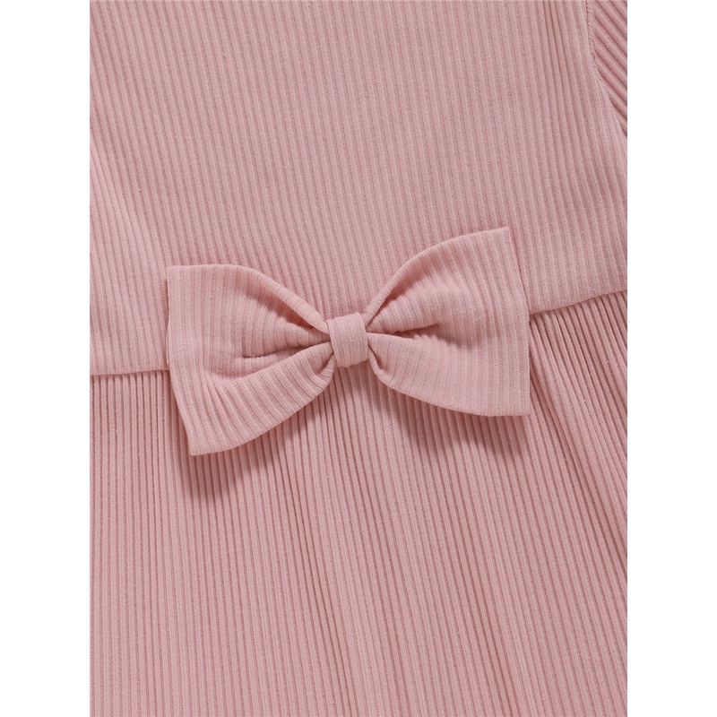 Đầm dự tiệc Mikrdoo vải cotton màu hồng dài tay thời trang cho bé gái sơ sinh