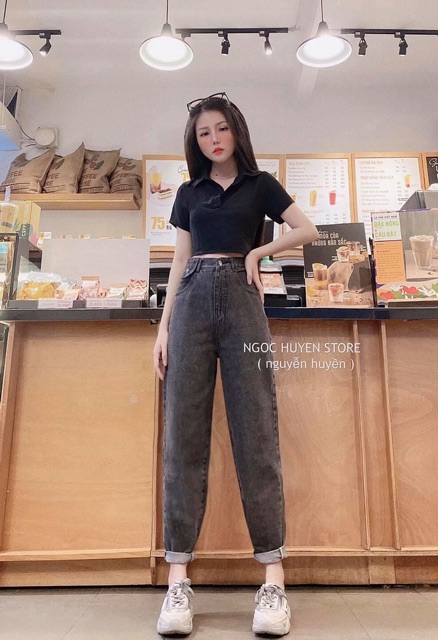 ♻️Set Baggy Xám Nắp + Croptop Petter Trơn