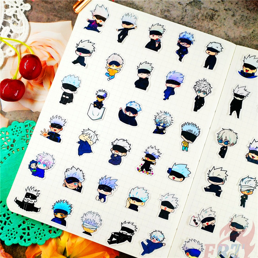 ★★★ Jujutsu Kaisen . Gojo Satoru Q-3 Mini Diary Manual Stickers ★★★ 60Pcs/Set Anime DIY Fashion Scrapbooks Album Decor Decals Stickers