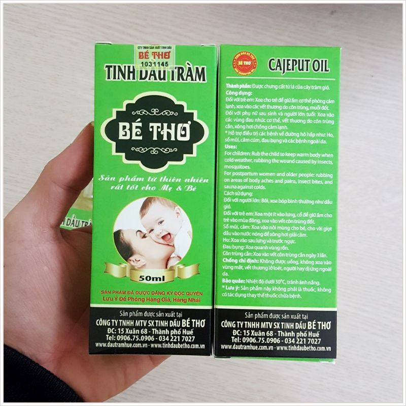 Tinh Dầu Tràm Bé Thơ 50ml, Dầu Tràm Huế Cho Mẹ Và Bé