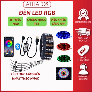 Cuộn dây led 3m 5m RGB 16 triệu màu điều khiển bằng điện thoại, nháy theo nhạc, đèn led tiktok triệu view đổi màu