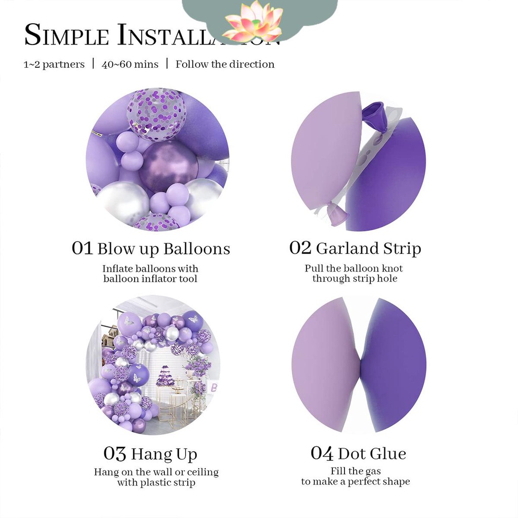 Set 109 Bong Bóng Hình Bướm Màu Tím Có Thể Tái Sử Dụng Dùng Trang Trí Tiệc Sinh Nhật Tkc3356