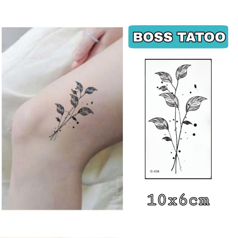 Hình xăm vân lá g08. Xăm dán tatoo tạm thời size &lt;10x6cm