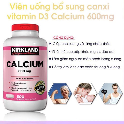 Viên uống bổ sung Canxi 600mg và Vitamin D3 cho xương và răng - Kirkland Calcium 600mg With Vitamin D3 | BigBuy360 - bigbuy360.vn