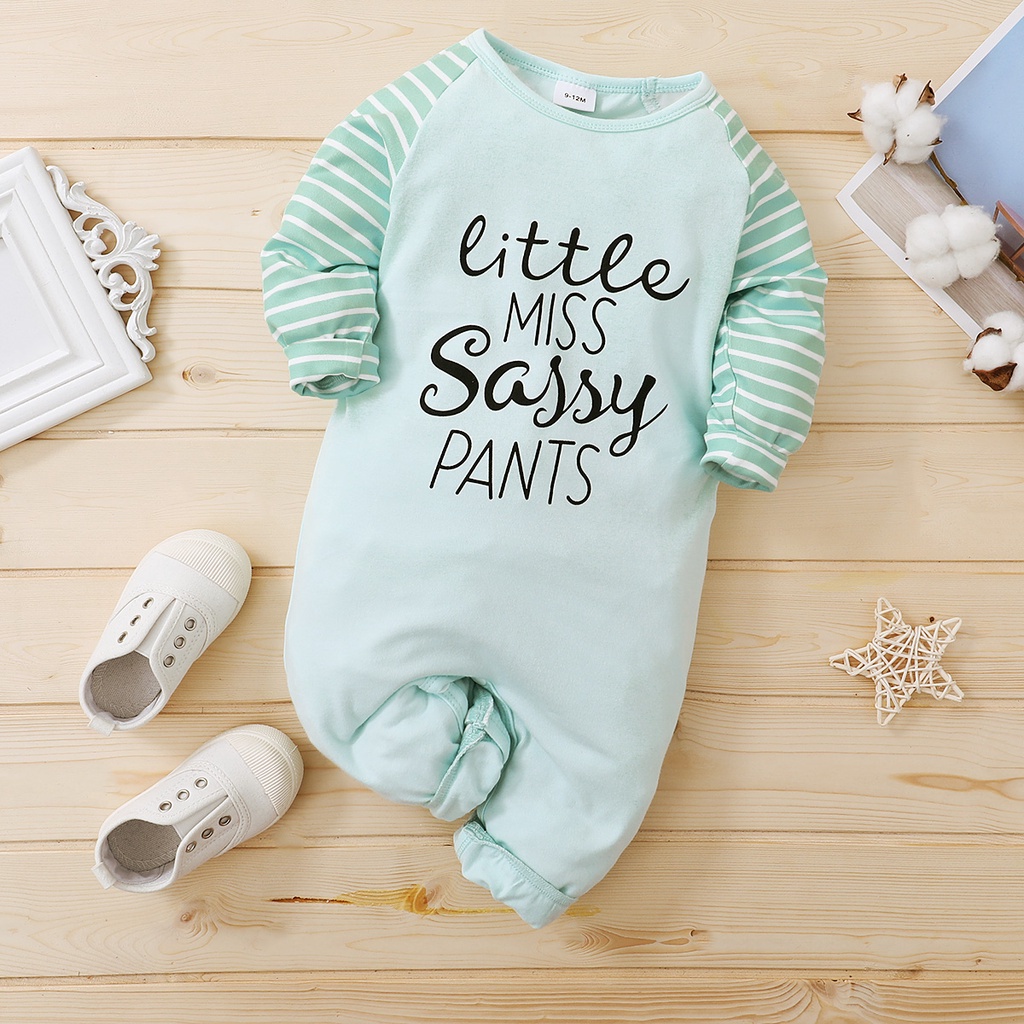 Mikrdoo Đồ Áo Liền Quần Sọc Ngang Cho Bé Mới Sinh