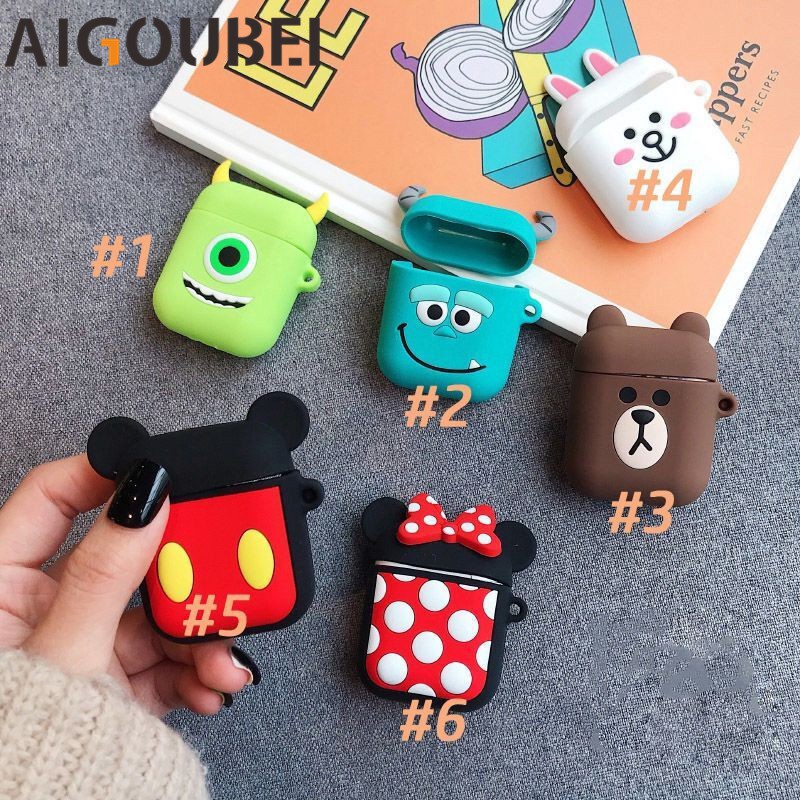 Vỏ bảo vệ hộp sạc hình Mickey Bunny Mike thích hợp cho AirPods I12