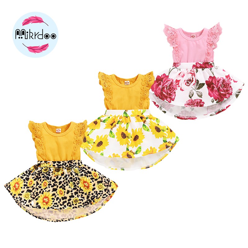 Đầm liền quần MIKRDOO tay cánh tiên dành cho bé gái sơ sinh 0-18 tháng tuổi