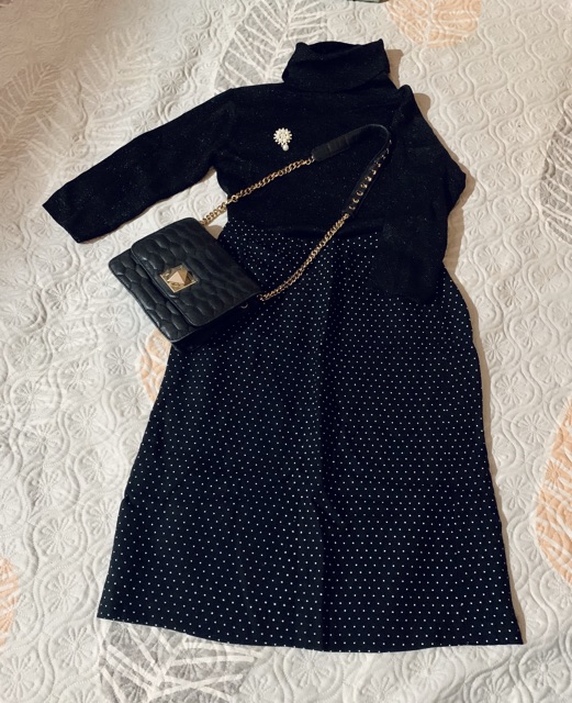 Chân váy dạ kẻ dáng dài 89k