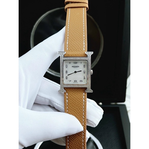 Đồng Hồ Nữ Hermes Viền Đá Máy Swiss Thuỵ Sĩ Hàng Cao Cấp 26x26mm @dongho