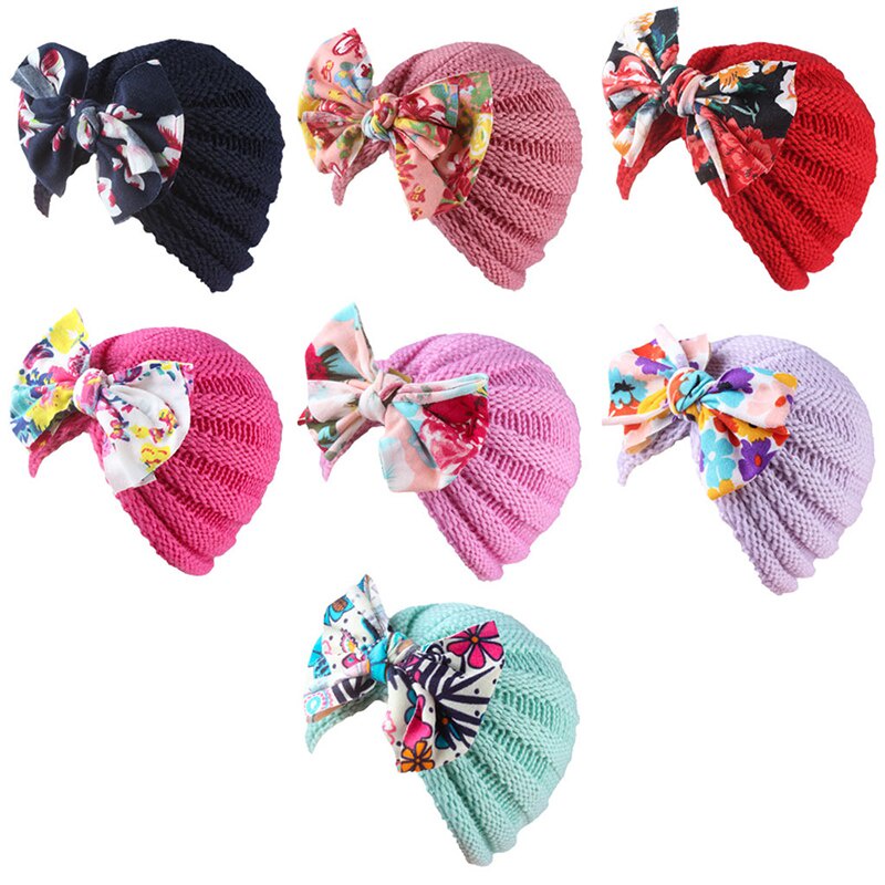 Mũ beanie Trùm Đầu Đính Nơ To Dễ Thương Cho Bé