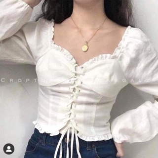 Áo croptop cổ trụ đan dây cúp ngực - by SugarG