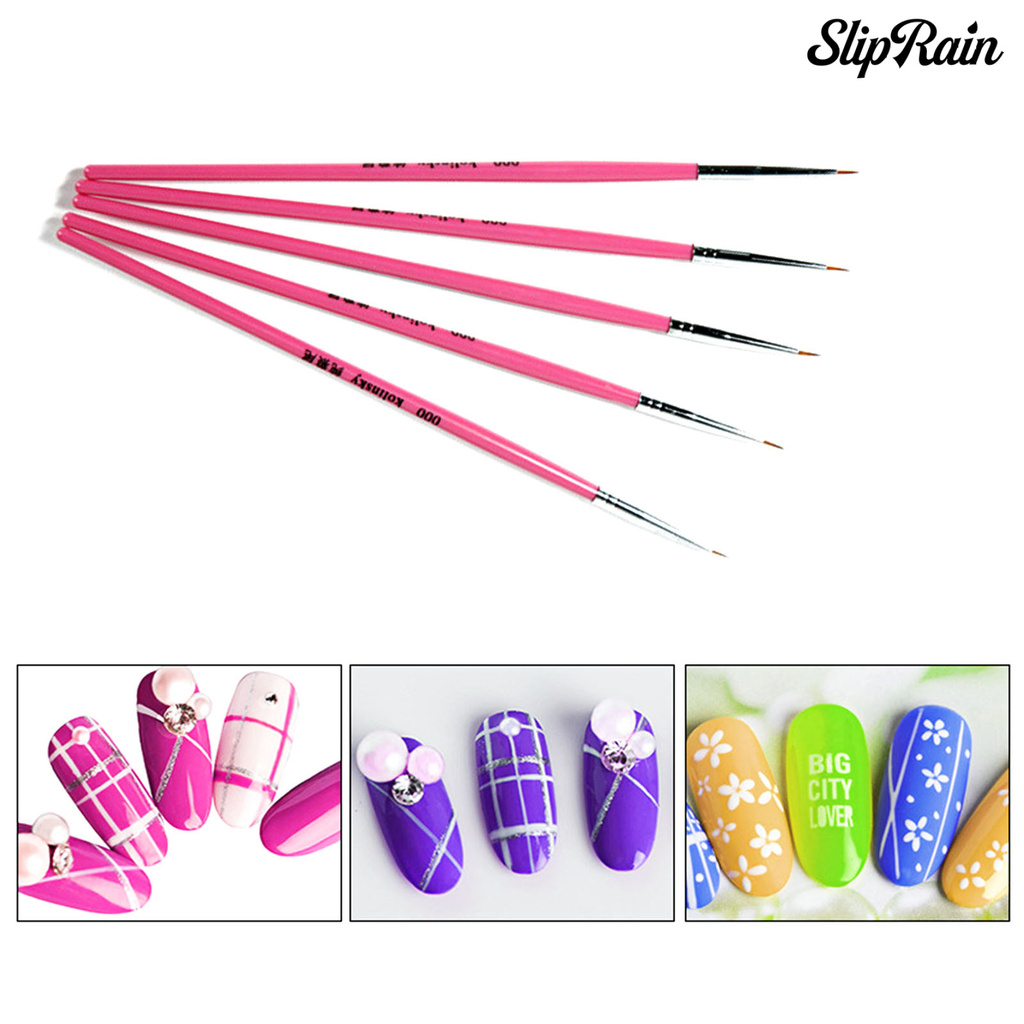 Sliprain ♥Nail Painting Pen Smooth Surface Flat Head Acrylic Pink Liner Brush