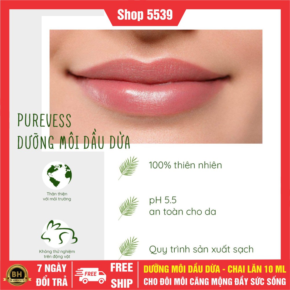 Dầu dừa dưỡng môi ⚡️ FREESHIP ⚡️ Dầu dừa dưỡng môi dạng lăn dung tích 10ml - Shop 5539