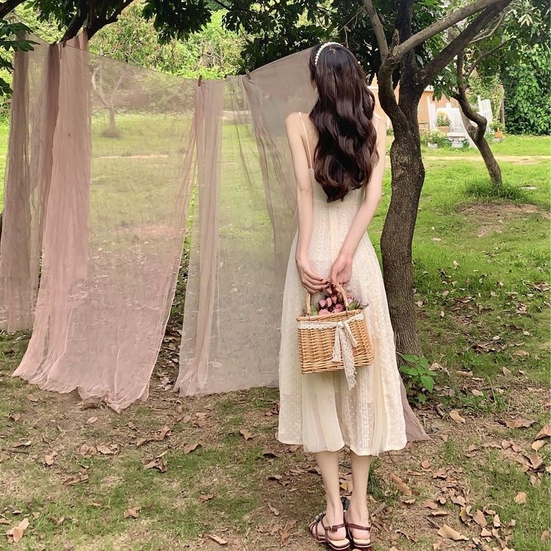 Đầm Hai Dây Dáng Dài Phong Cách Pháp Ngọt Ngào Thời Trang Mùa Hè Hàng Mới Dành Cho Bạn Nữ 2022