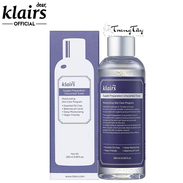 Nước hoa hồng Klairs Supple Preparation Toner (CÓ MÙI VÀ KHÔNG MÙI)