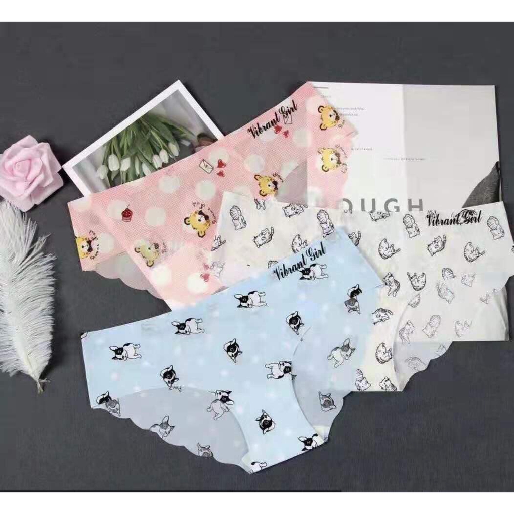 SET 10 QUẦN LÓT SU LẠNH KHÔNG ĐƯỜNG MAY IN HÌNH CUTE DỄ THƯƠNG