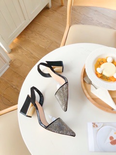 Slingback Mũi đá 7cm 2 màu