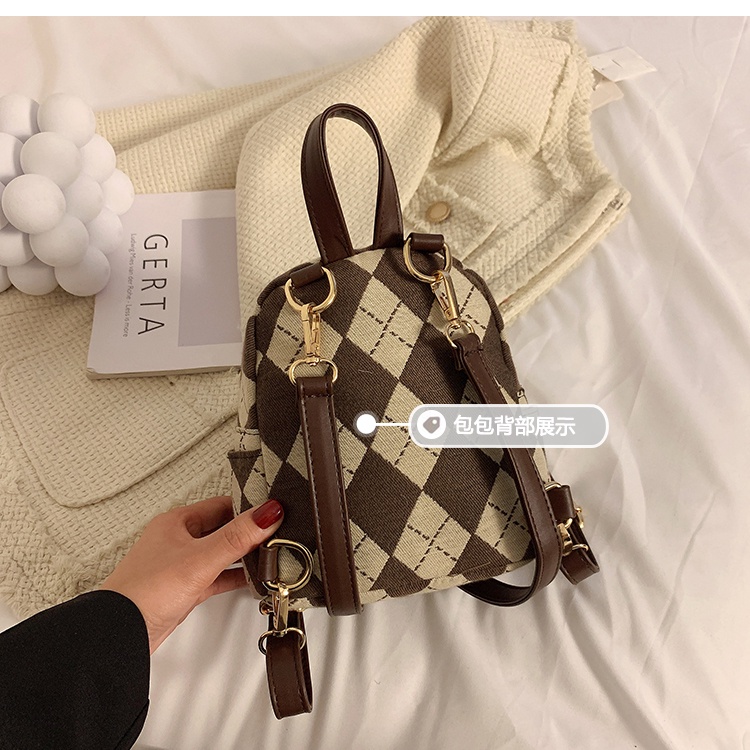 Balo da mini Chuwanglin họa tiết caro thời trang cho nữ