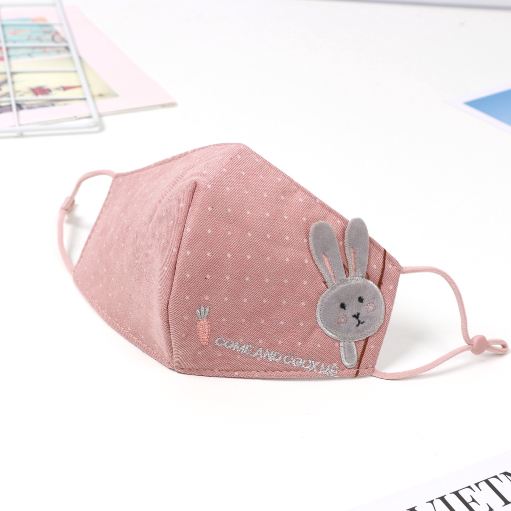 Khẩu Trang Chống Bụi Thoáng Khí In Hình Thỏ Dễ Thương Có Thể Tái Sử Dụng Cho Bé 2-10 Tuổi